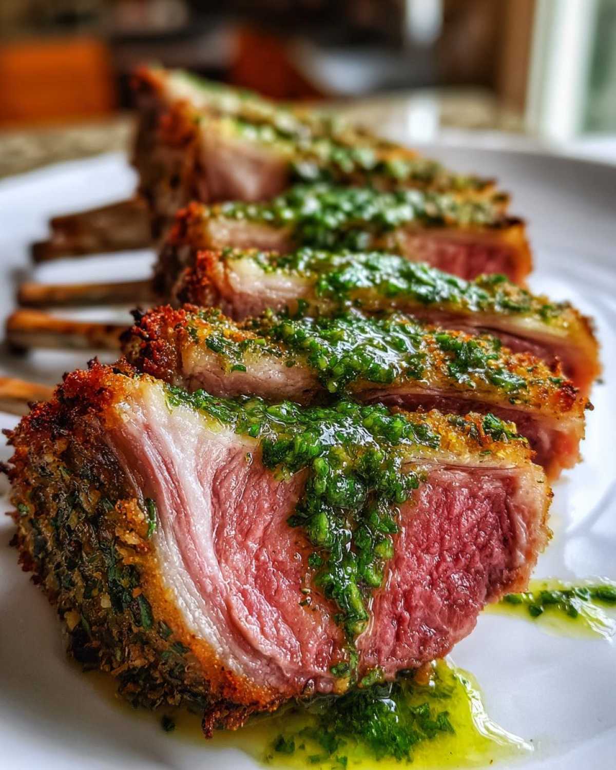 Herb-Crusted Rack of Lamb with Mint Sauce - detail 1