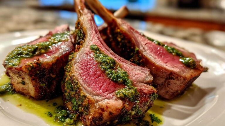 Herb-Crusted Rack of Lamb with Mint Sauce