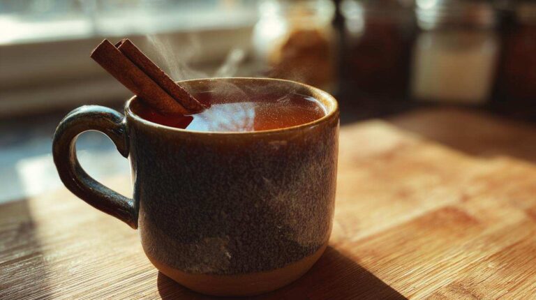 Hot Apple Cider with Cinnamon Sticks