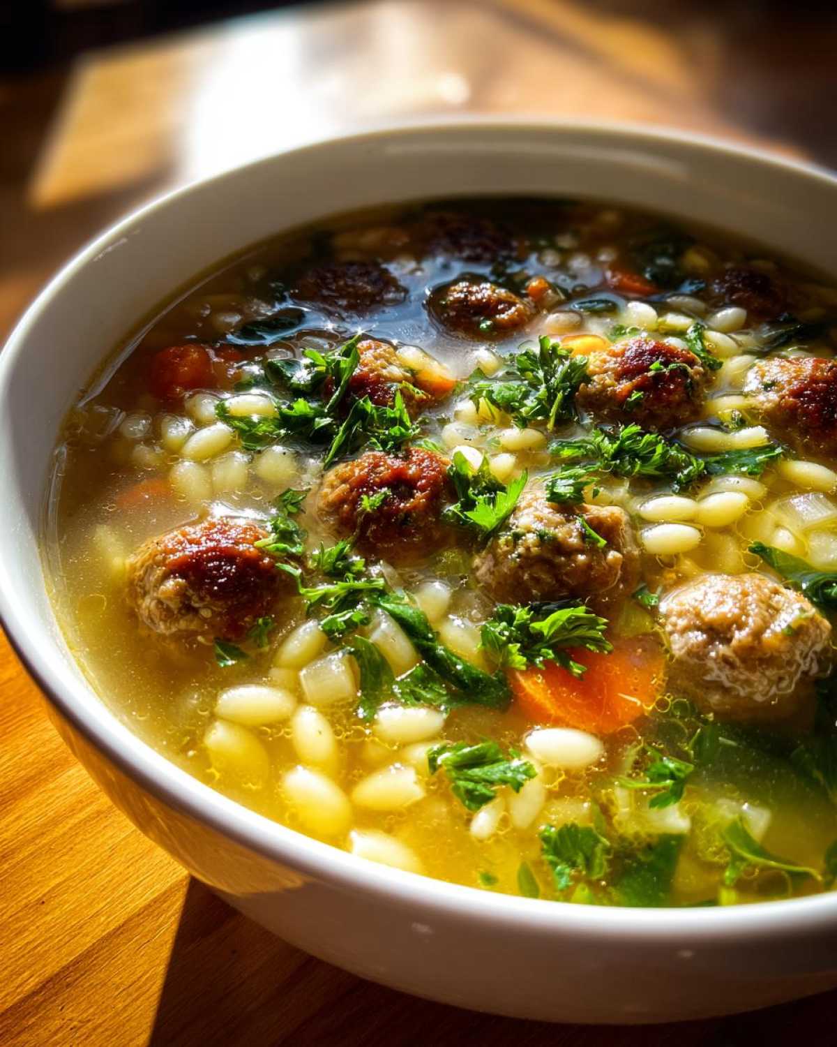 Italian Wedding Soup with Spinach Meatballs - detail 4