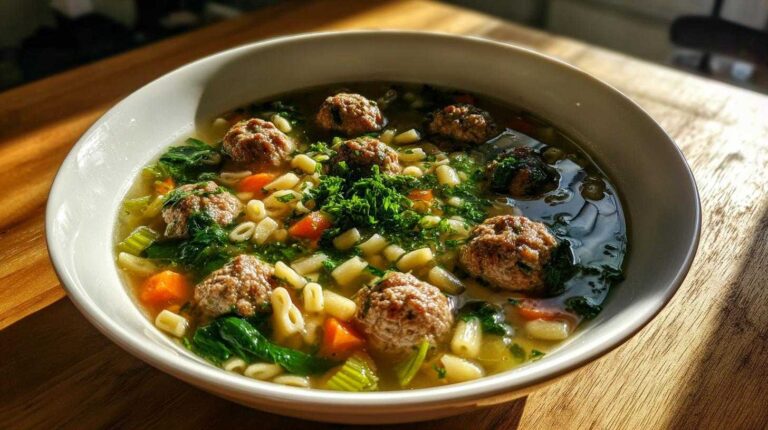 Italian Wedding Soup with Spinach Meatballs