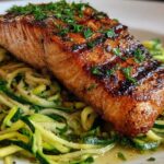 Lemon Garlic Grilled Salmon with Zucchini Noodles