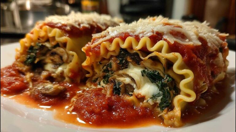 Mushroom and Spinach Lasagna Rolls