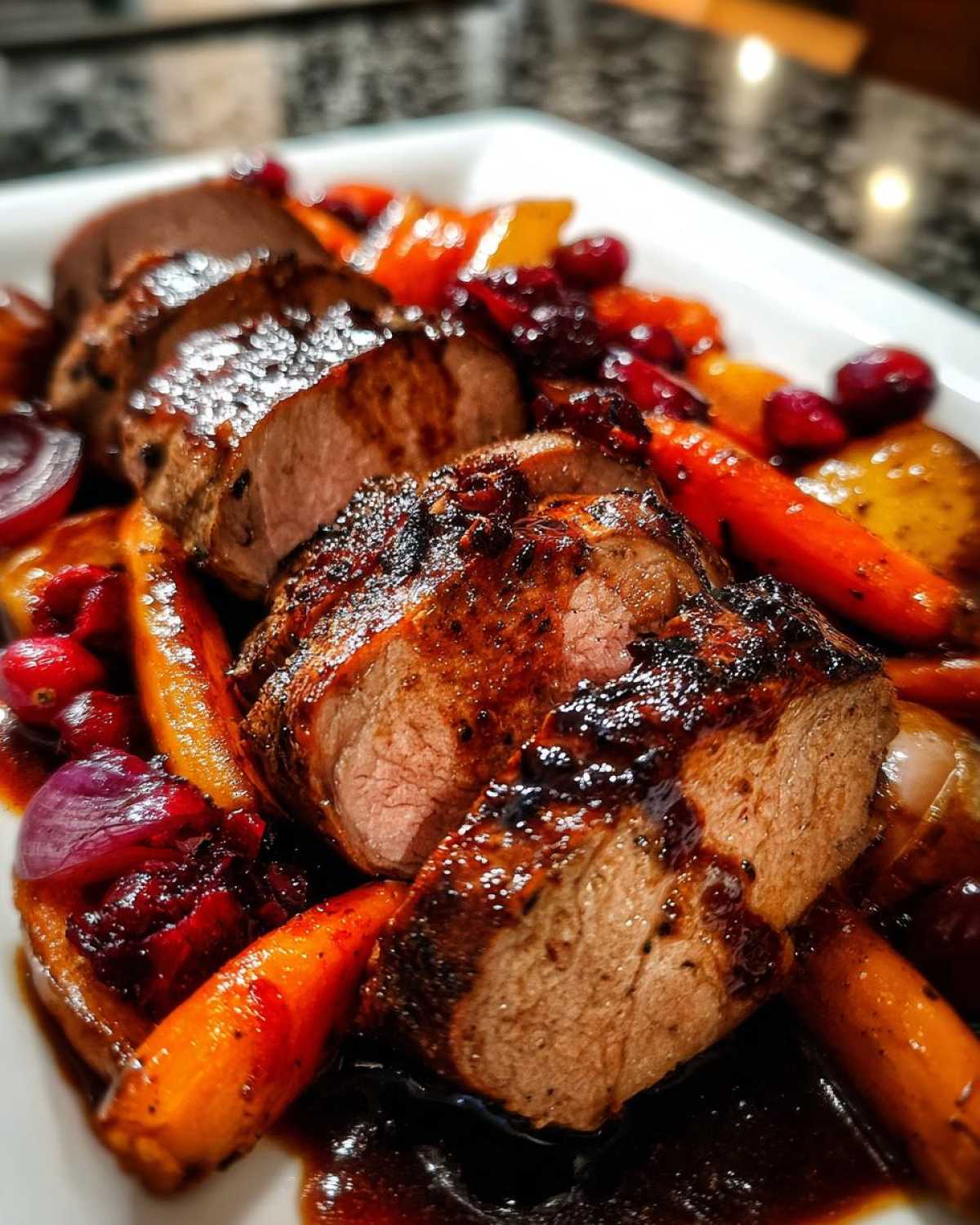 One-Pan Cranberry Balsamic Pork Tenderloin with Vegetables - detail 1
