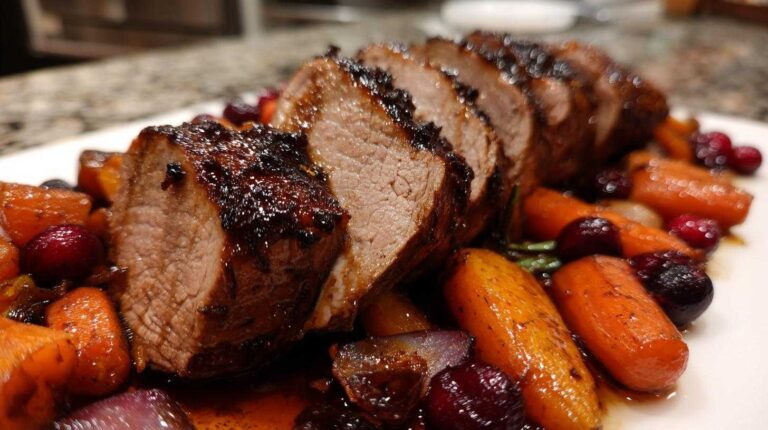 One-Pan Cranberry Balsamic Pork Tenderloin with Vegetables