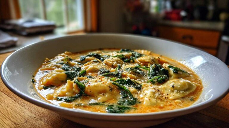 One-Pot Spinach and Cheese Ravioli Soup