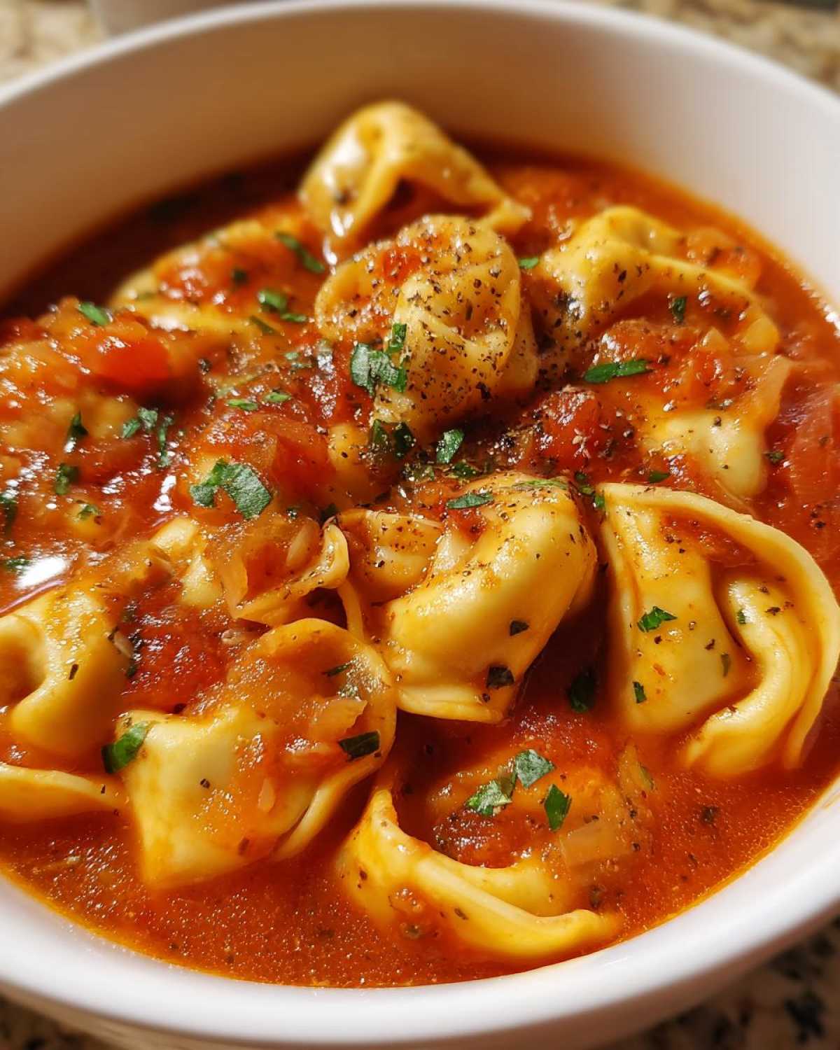 One-Pot Tomato Basil Tortellini Soup - detail 1