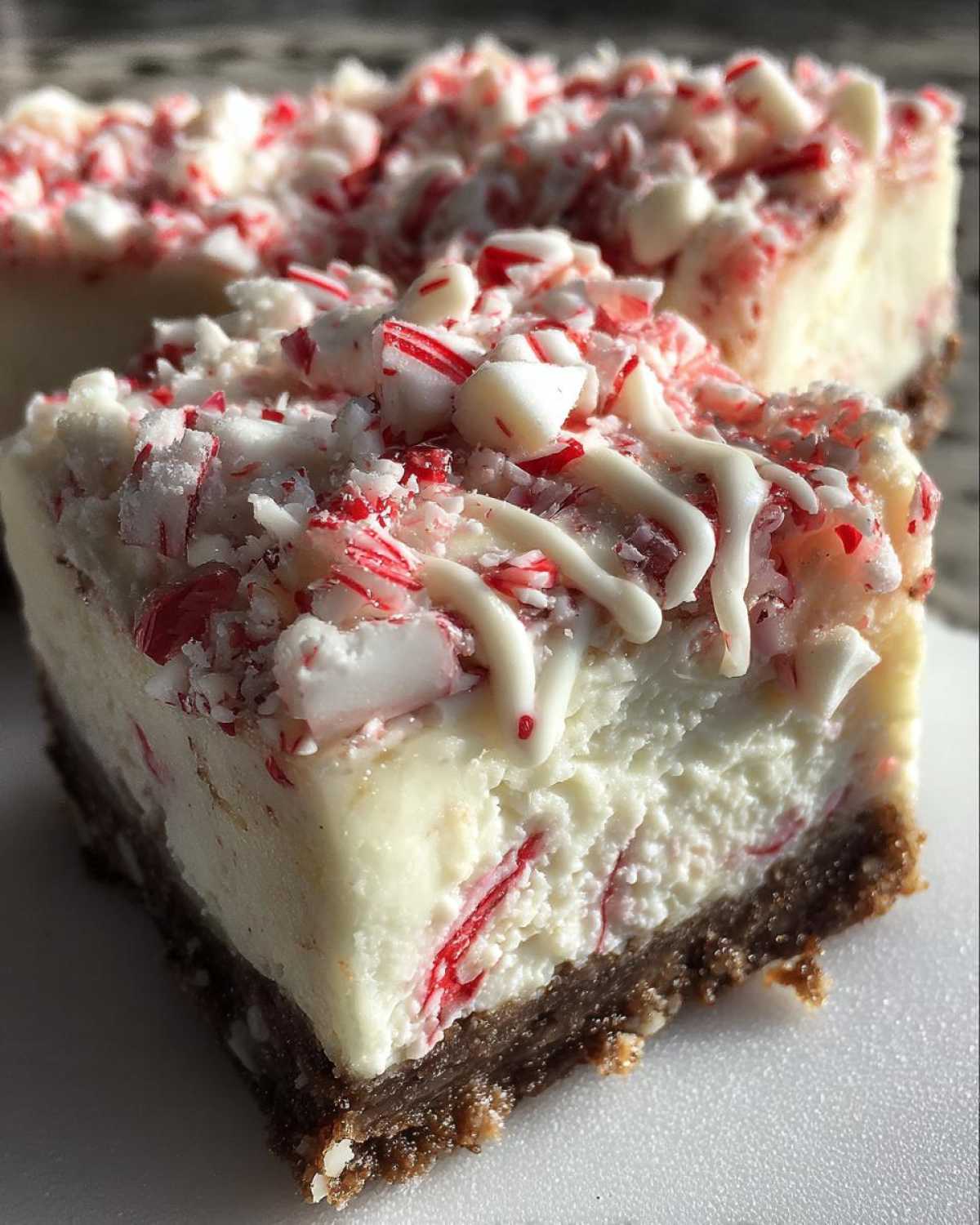 Peppermint Bark Cheesecake Bars - detail 1