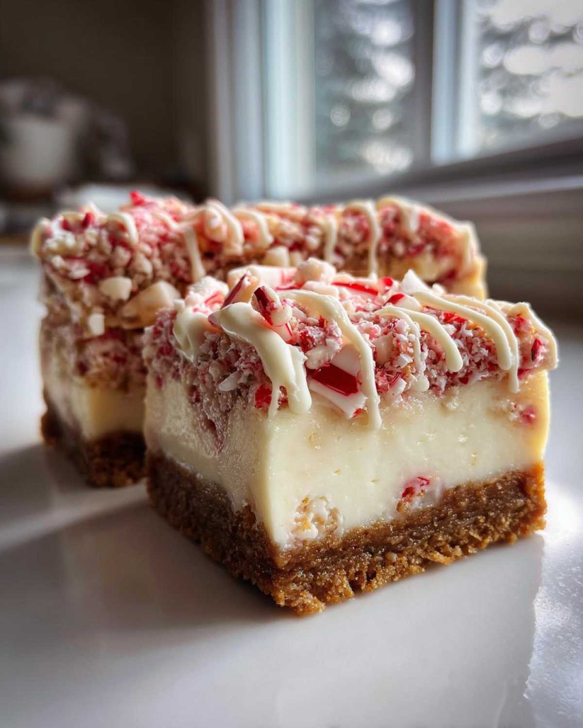 Peppermint Bark Cheesecake Bars - detail 3