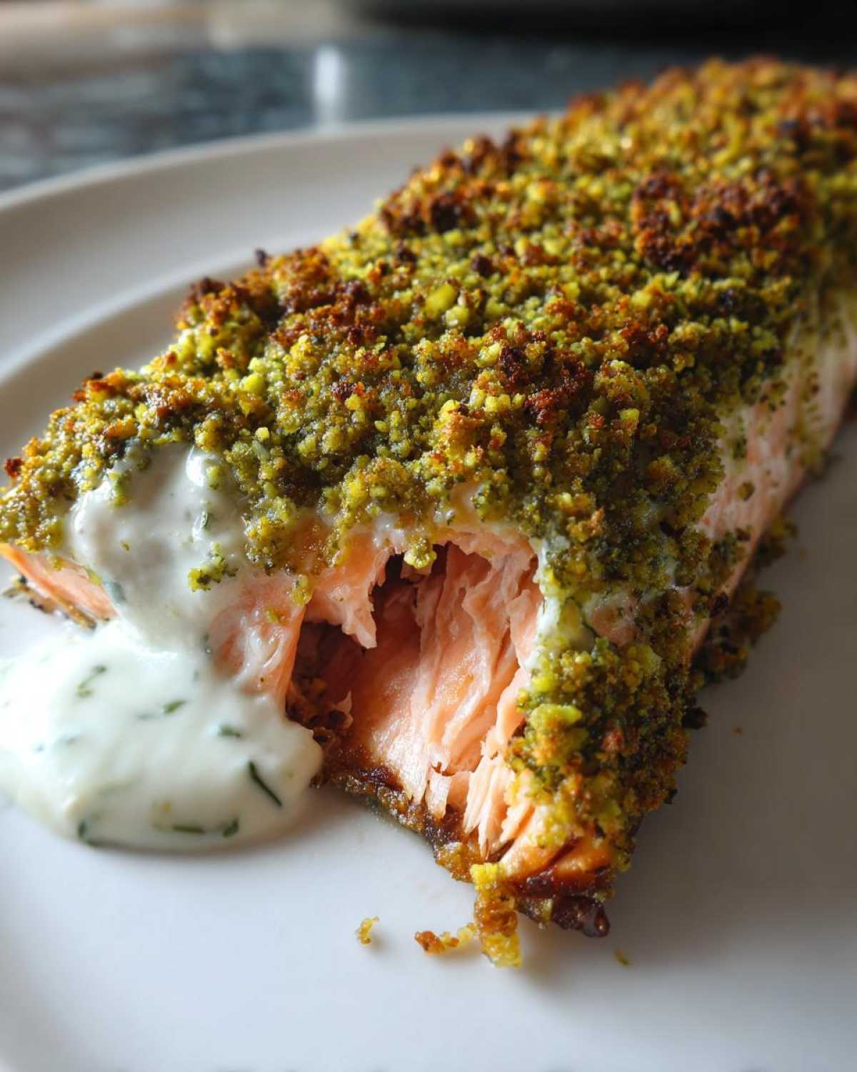 Pistachio-Crusted Salmon with Dill Sauce - detail 1