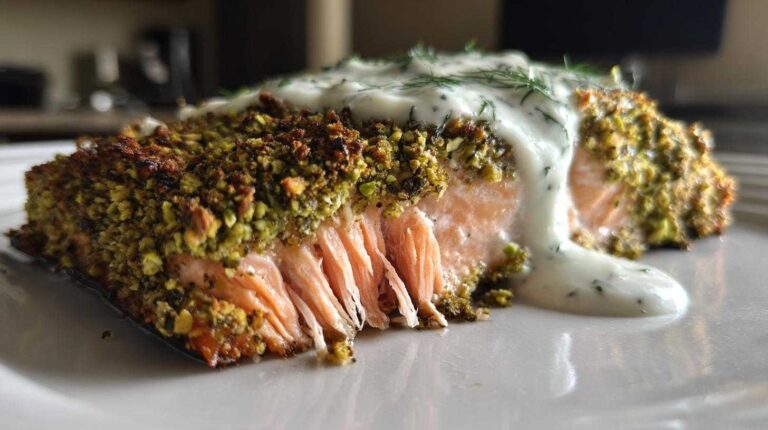 Pistachio-Crusted Salmon with Dill Sauce