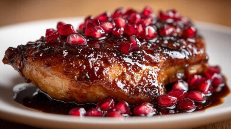Pomegranate Bourbon Glazed Chicken