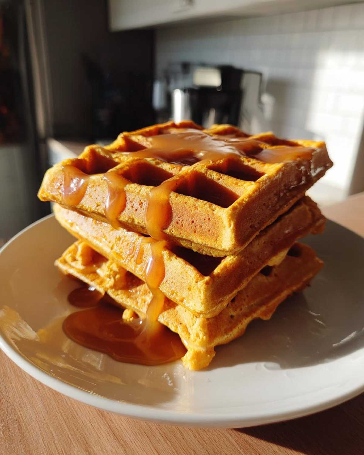 Pumpkin Spice Waffles with Caramel Syrup - detail 1
