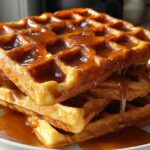 Pumpkin Spice Waffles with Caramel Syrup