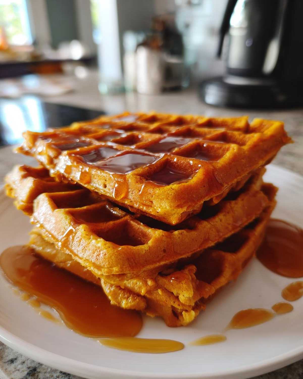 Pumpkin Spice Waffles with Caramel Syrup - detail 2