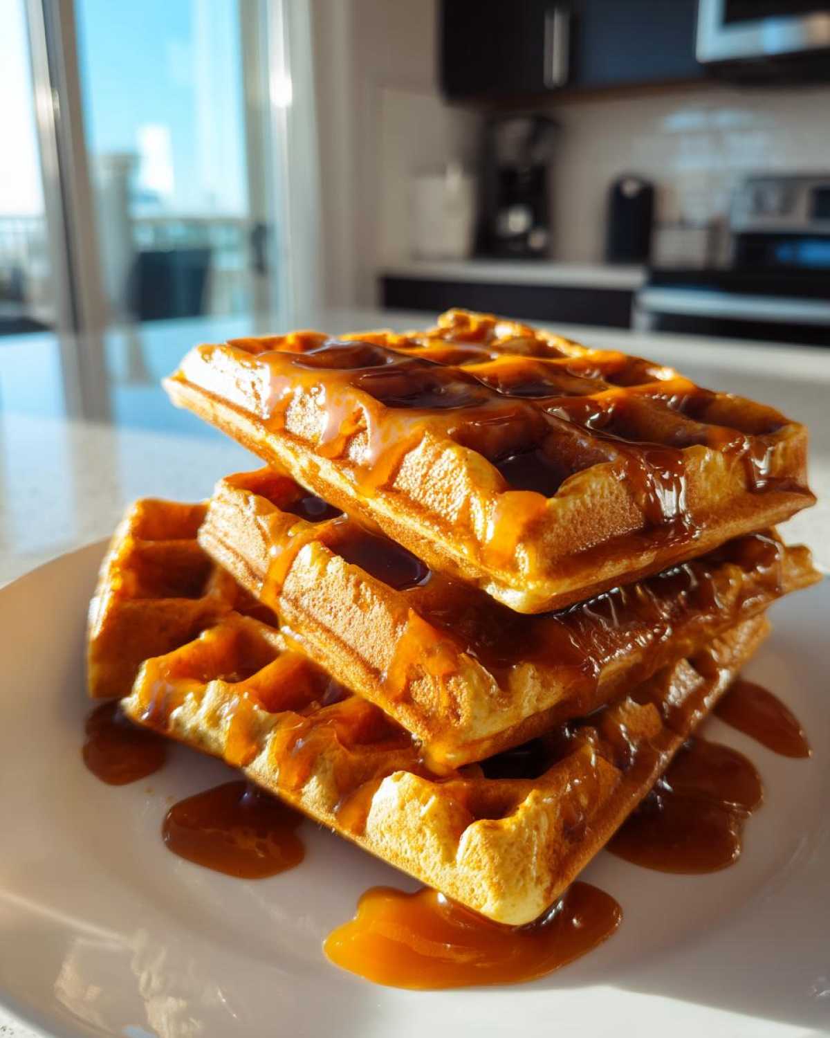 Pumpkin Spice Waffles with Caramel Syrup - detail 3