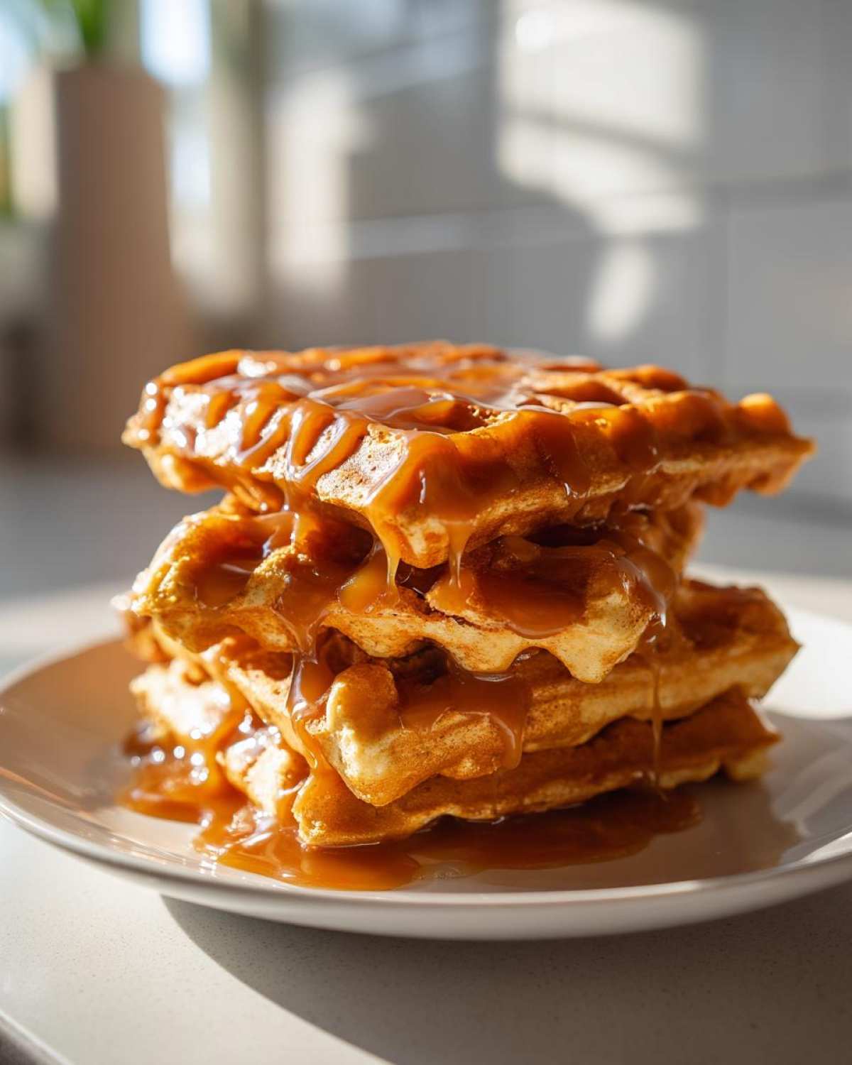 Pumpkin Spice Waffles with Caramel Syrup - detail 4
