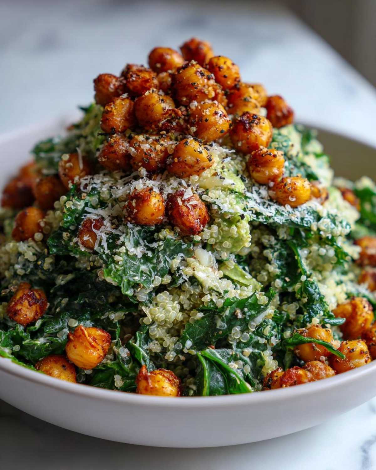 Quinoa Kale Caesar Salad with Chickpeas - detail 2