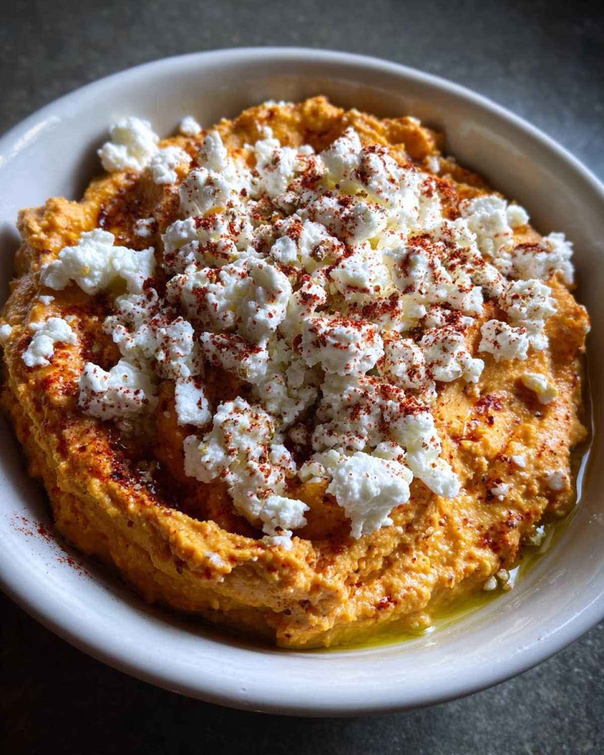 Roasted Red Pepper Hummus with Feta - detail 2