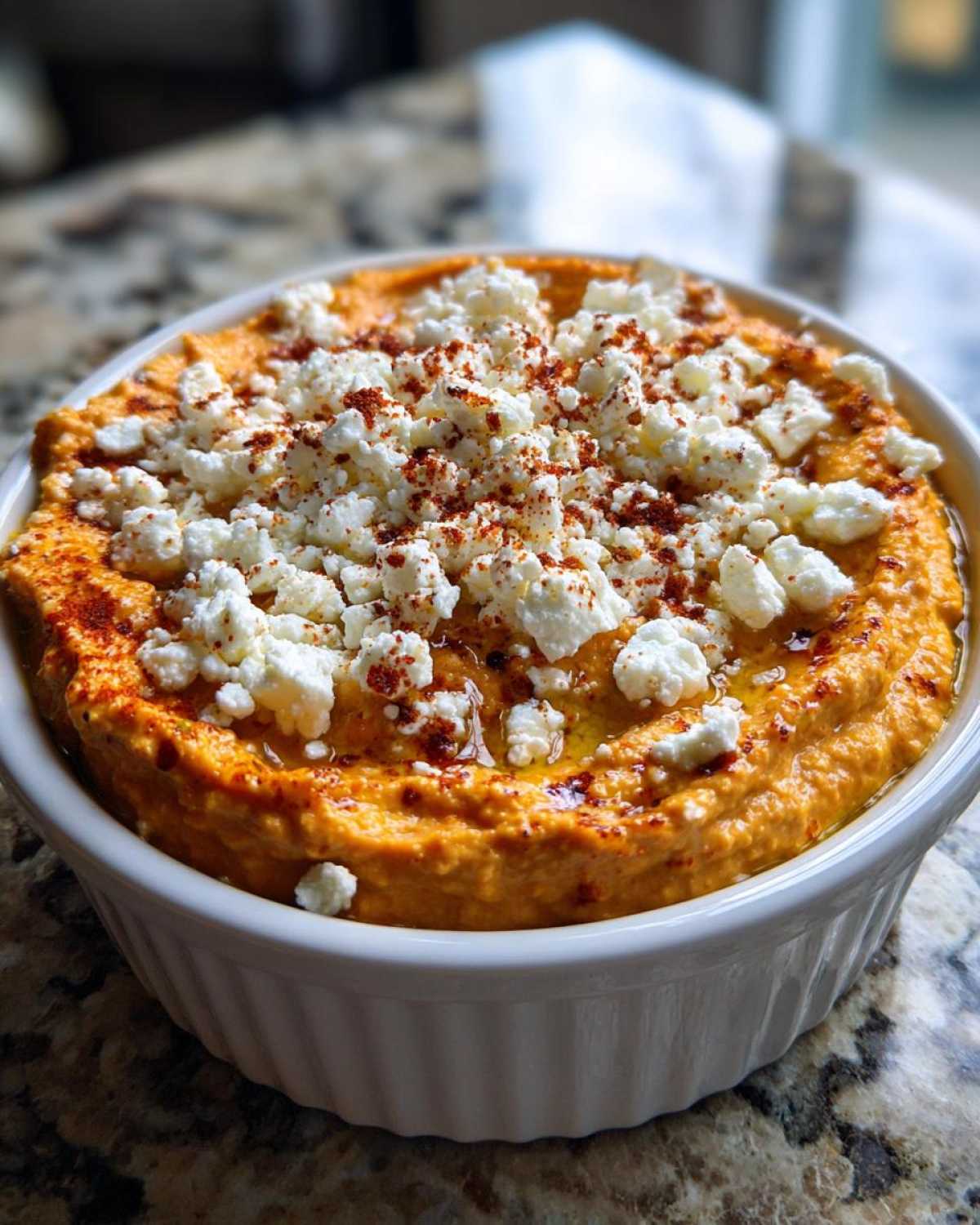 Roasted Red Pepper Hummus with Feta - detail 3