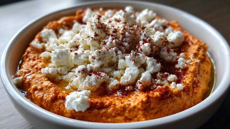 Roasted Red Pepper Hummus with Feta