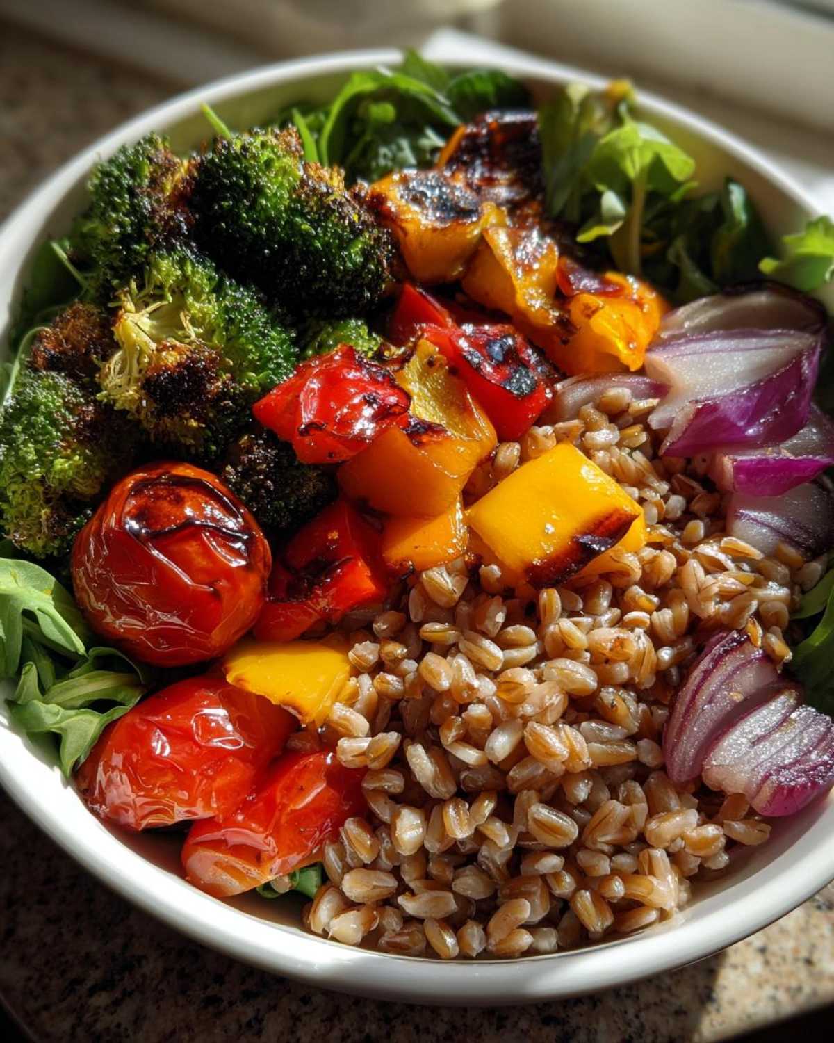 Roasted Vegetable and Farro Grain Bowl - detail 1