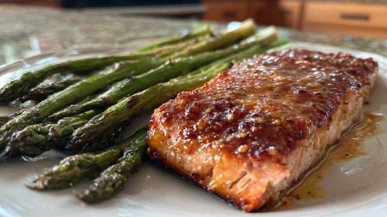 Sheet Pan Honey Mustard Salmon with Asparagus