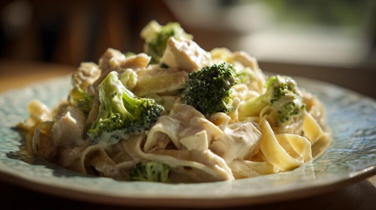Skinny Chicken Alfredo with Broccoli