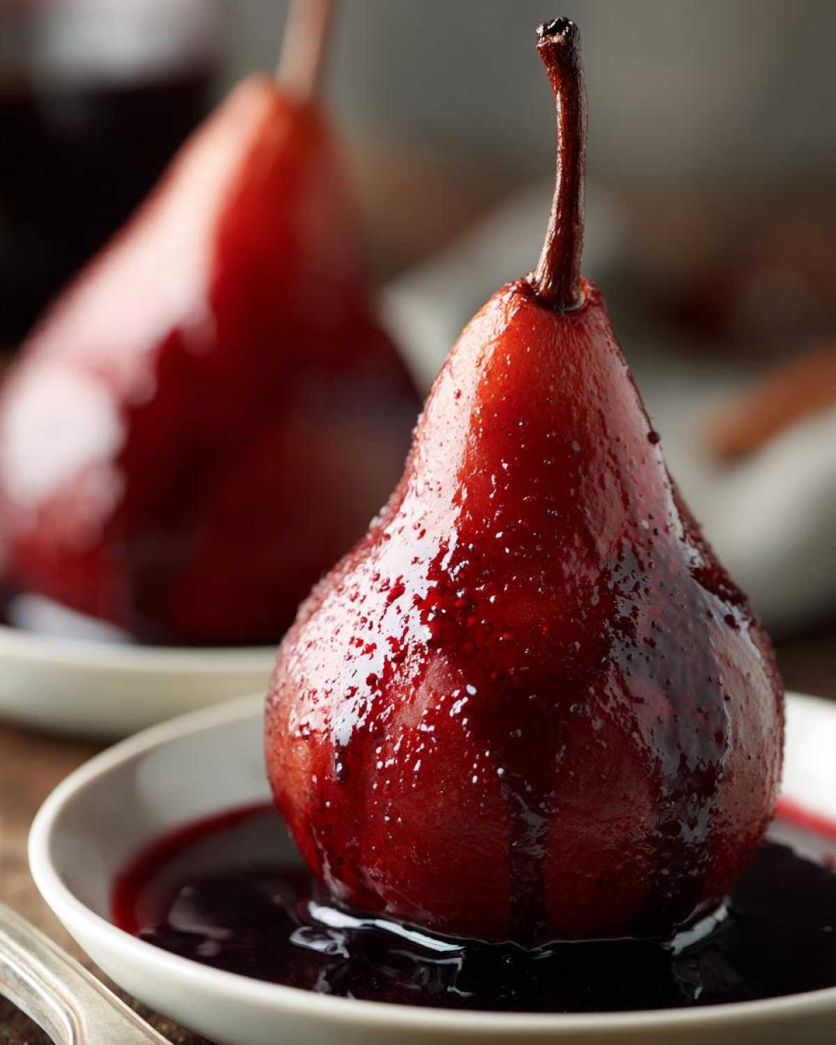 Spiced Mulled Wine Poached Pears - detail 3