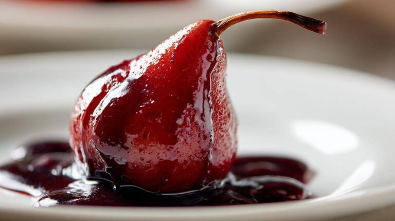 Spiced Mulled Wine Poached Pears