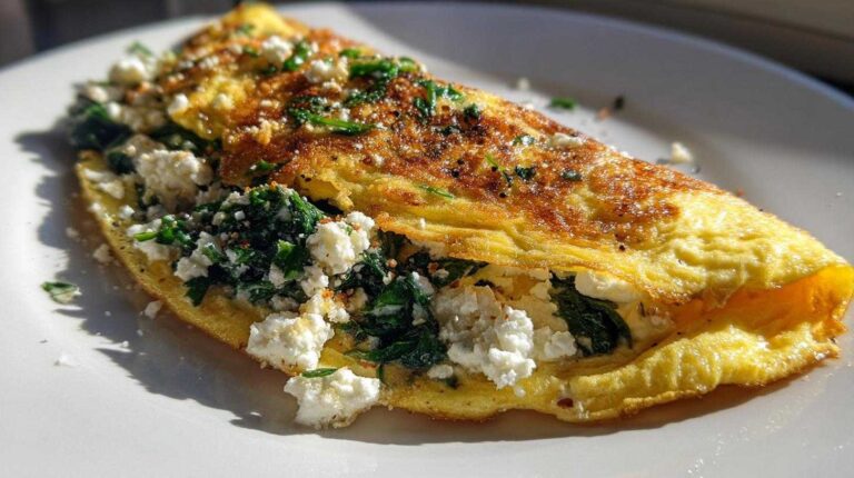 Spinach and Feta Stuffing Omelette
