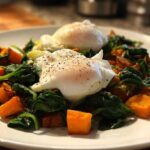 Sweet Potato Hash with Spinach and Poached Eggs