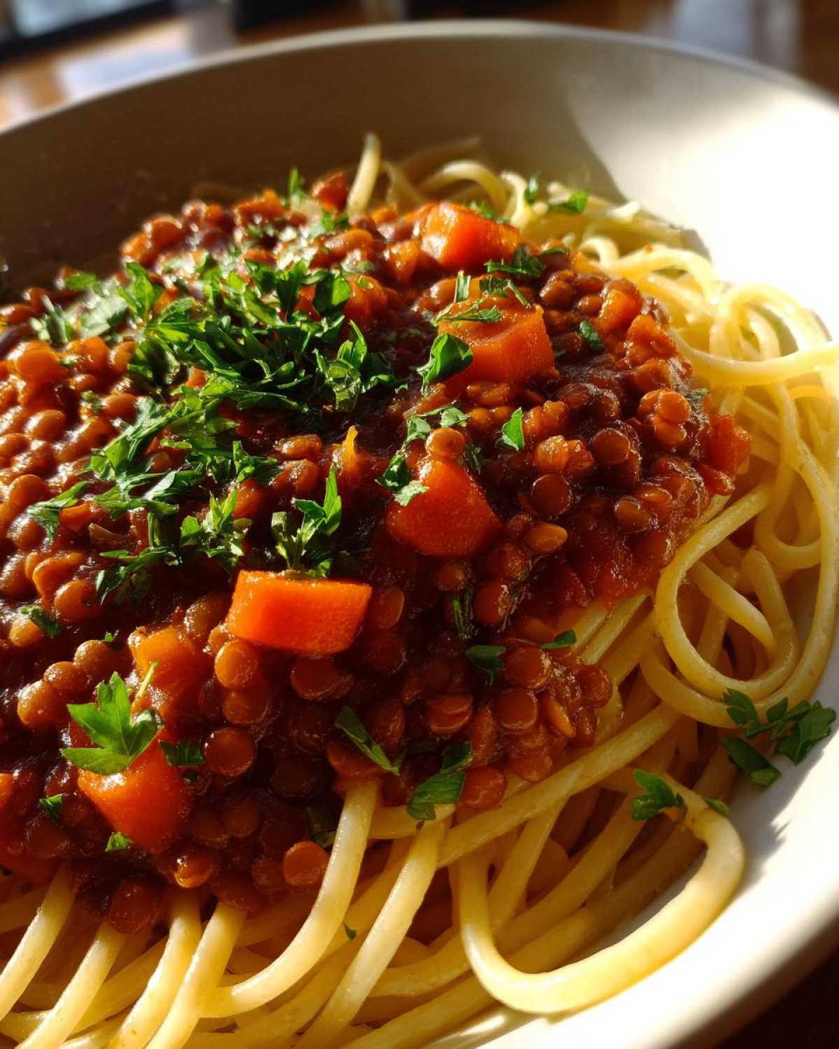 Vegetarian Red Lentil Bolognese - detail 2