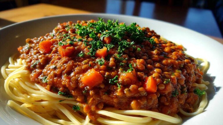Vegetarian Red Lentil Bolognese