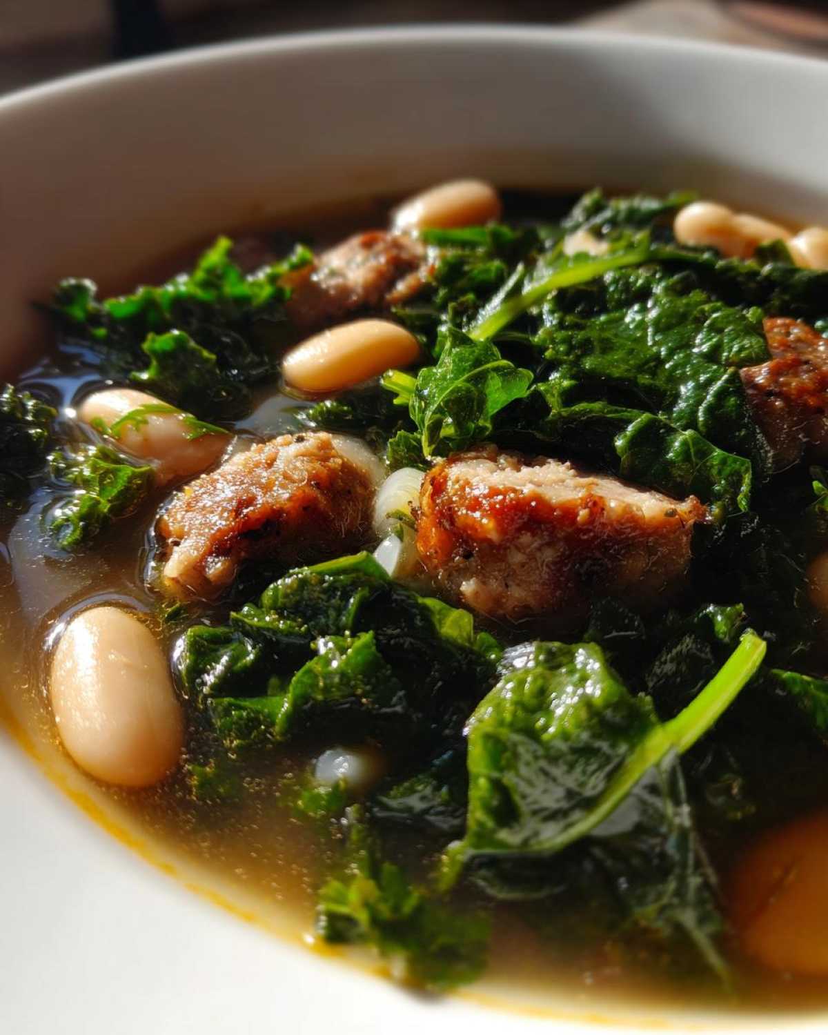 White Bean Kale and Sausage Soup - detail 3