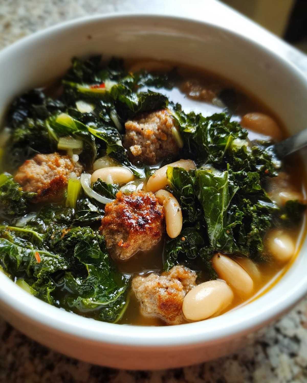 White Bean Kale and Sausage Soup - detail 4