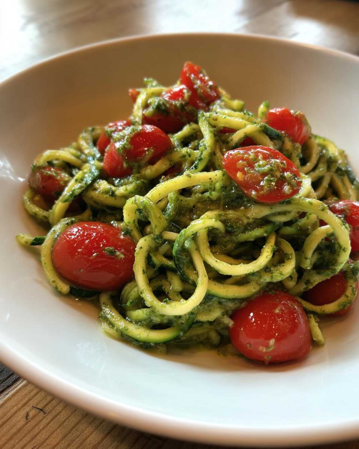 Zucchini Noodles with Pesto and Cherry Tomatoes - detail 4